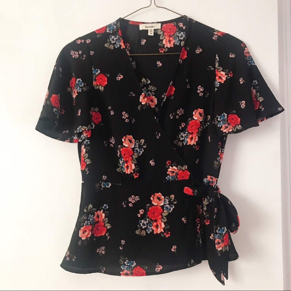 Floral wrap shirt/blouse